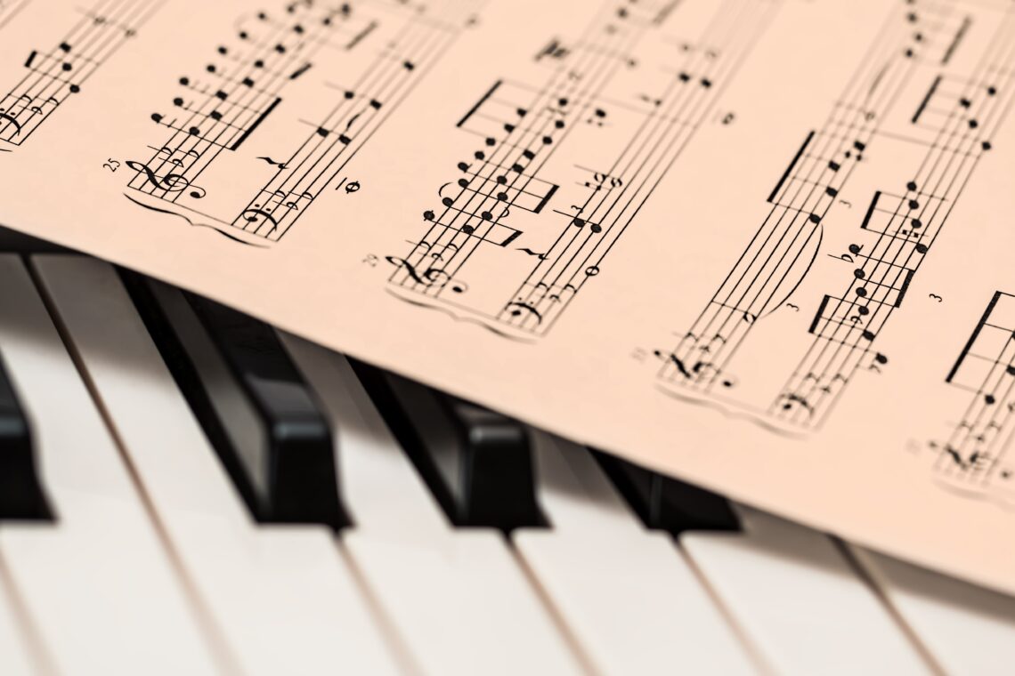 music score on piano